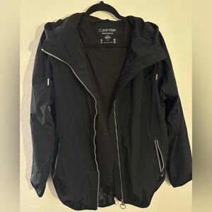 Calvin Klein Black Hooded Performance Windbreaker Jacket